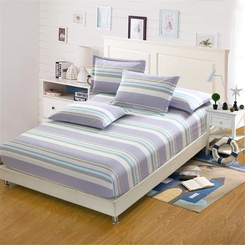 

Hot sell Modern simple fashion blue white gray stripe Bedding fitted sheet pillow case 3pc full Size adult/kid home ornament