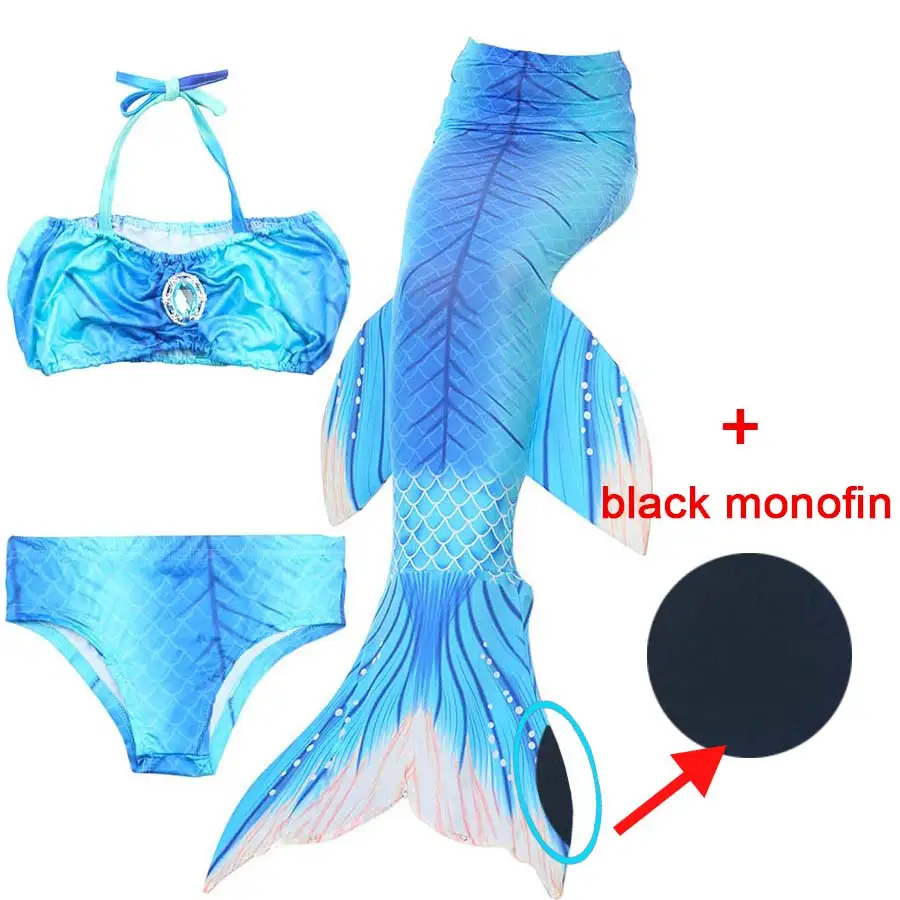 

New Girls Mermaid Tail For Swimming Costume Mermaid Bikini Bathing Set with Monofin Children Summer Swimmable Mermaid Tail