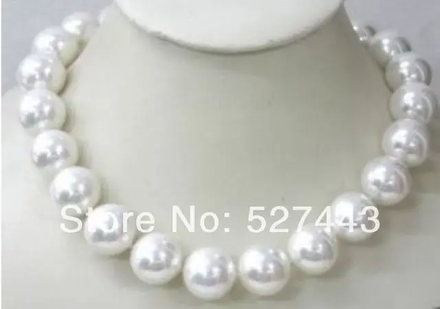 

Wholesale fast 12mm White South Sea Shell Pearl Necklace 18" AAA NEW