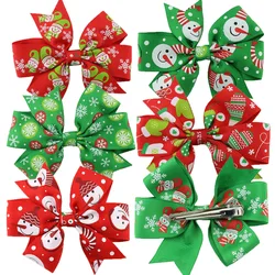 

3"Baby Girl Christmas Bows Hair Clips Boutique Hair Pin Grosgrain Ribbon Bows Hairpins children Hair Accessories 30pcs/lot