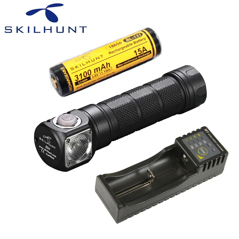 Skilhunt H03 Led fashlight Lampe Frontale Cree XML1200Lm фонарик для охоты, рыбалки, кемпинга+ повязка на голову+ аккумулятор+ зарядное устройство - Испускаемый цвет: With BL-131 and M1