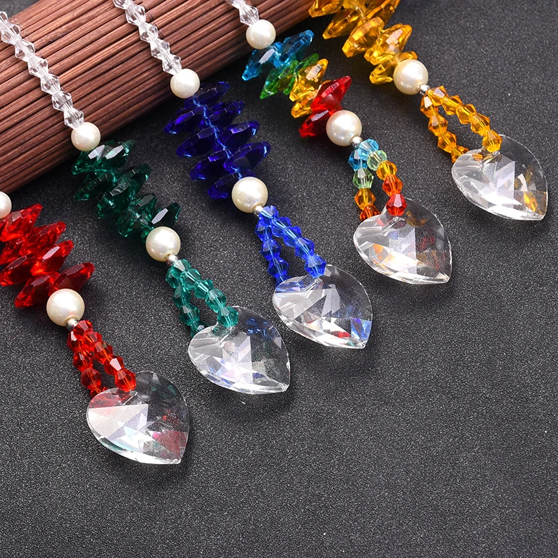 

5PCS Suncatcher Heart Hanging Crystal Feng Shui Rainbow Prism Sparkling Christmas Presents