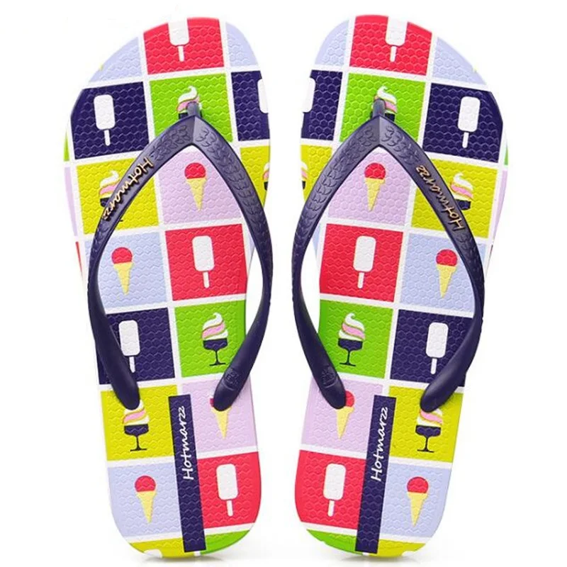 New Women Designer Flip Flops Fashion Slippers Summer House Shoes Beach Sandals Pantufa Ice Cream Bathroom Slippers