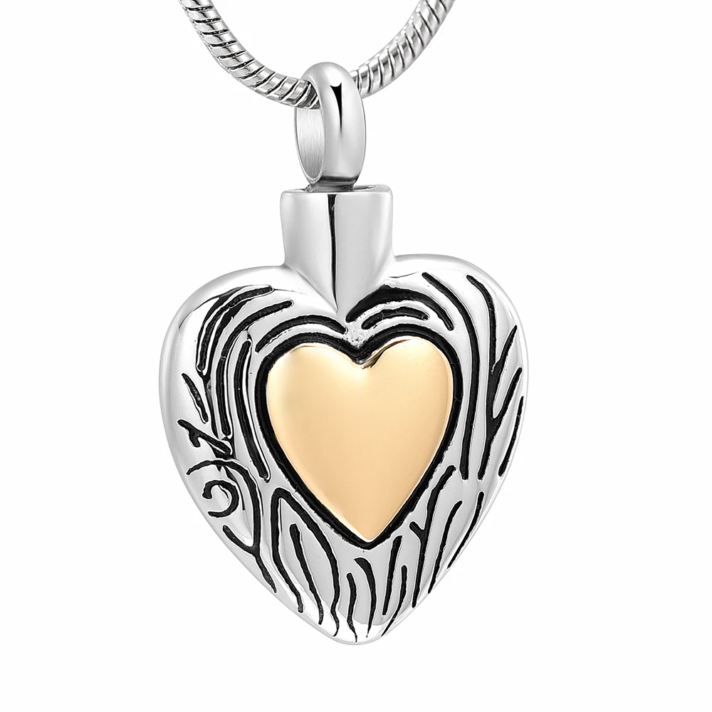 IJD12458Two Tone Heart Keepsake Necklace For Women Engravable Stainless