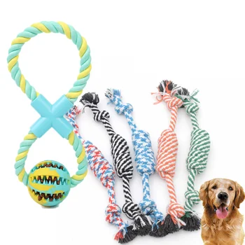 

New Cotton Rope Puppy Dog Toy Knot Chew Teeth Cleaning Tug Toys Pet Playing Training Ball for Small Medium Brain Dogs Toys