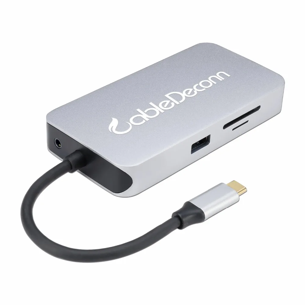 Док-станция Thunderbolt 3 USB C Hub usb3.1 type C к HDMI VGA Gigabit Ethernet RJ45 DC Jack 3,5 мм адаптер для macbook pro