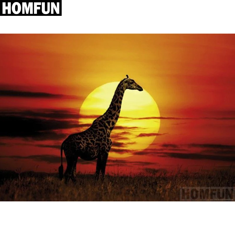 Алмазная 5D картина HOMFUN Жираф лунный свет вышивка крестиком полная выкладка