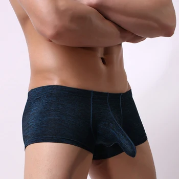 

New Fashion Men's Ice Silk Seamless Underwear Elephant Nose Anti-Humid Bullets Boyshort Men's Sexy Underwear Boxer Hombre