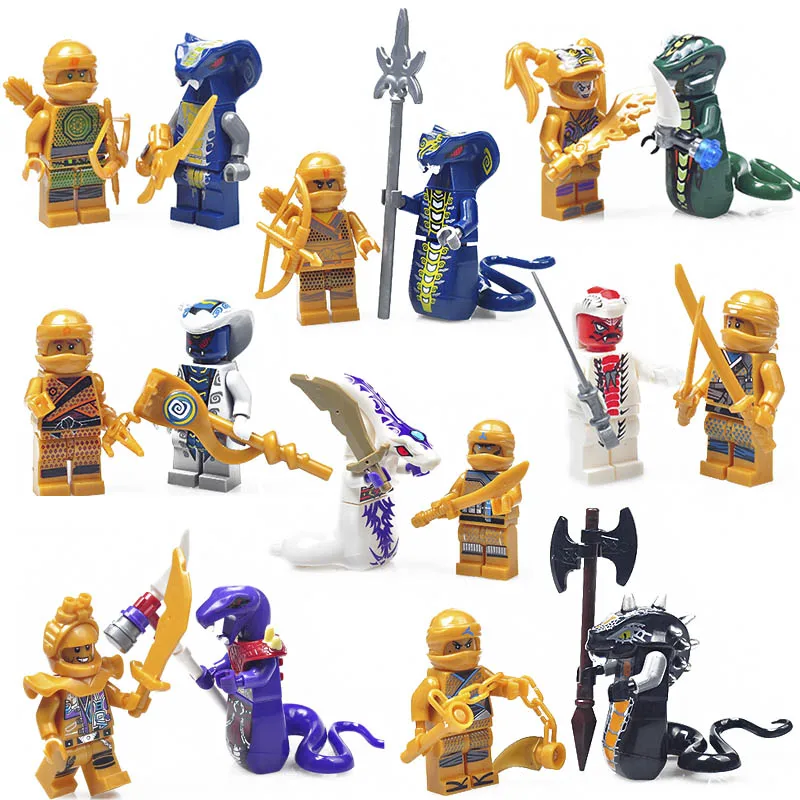 

legoings Ninja Ninjagoes Muzzle Misako Garmadon Jay Kai Jack Jaguar Luke Killow Snakes figure Building Blocks Gift Toys Kids