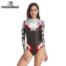 NADANBAO, дизайн, летний женский купальник, Мстители, конечная игра, квантовое царство, 3D принт, Цельный купальник на молнии, длинный рукав