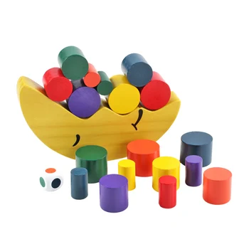 

Chanycore Baby Learning Educational Wooden Toys Blocks Jenga qzm Balance Moon Domino Geometric Shape Enlightenment Gifts 4156