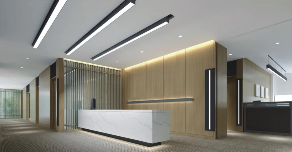 Luminária de Escritório o Envio Gratuito de Luminária de Escritório Ip40 Seamless Acopláveis Lâmpada Linha 30 w Linkable Suspenso Luminária Pendente Levou Luz Linear 14 Luzes LED p/ bar