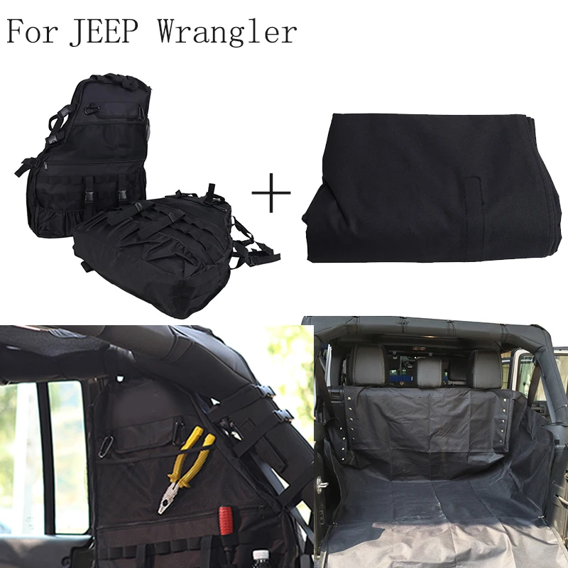 3 шт мульти-карманы для хранения организаторов грузовой мешок сума+ задняя крышка сиденья для Jeep Wrangler JK 4 двери 2007
