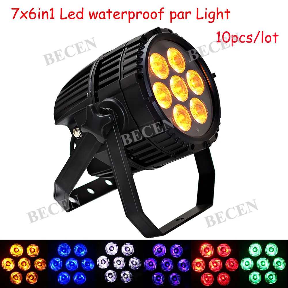 Ip65 10 шт./лот 7x18 Вт RGBWA UV 6in1 Led Par свет Открытый водонепроницаемый Освещение сцены |