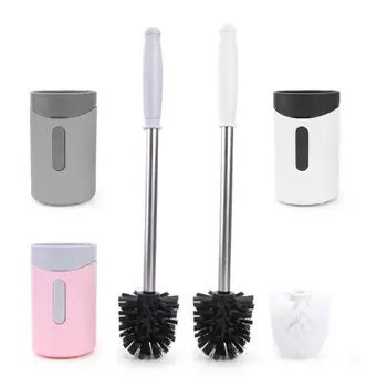 

Wall-Mounted Long Handle Toilet Cleaner Brush with Base Bathroom WC Tools
