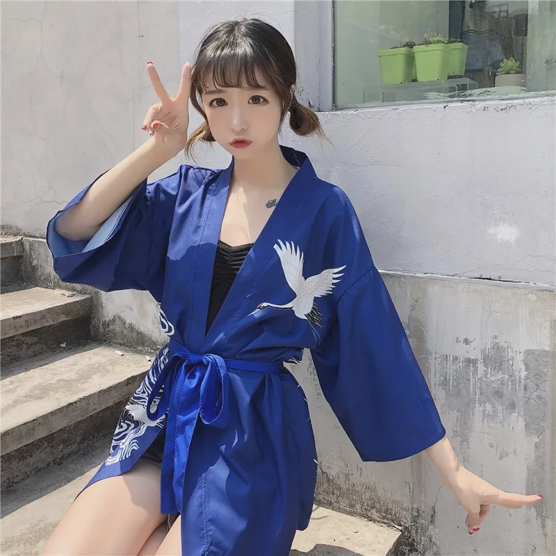 Традиционное японское кимоно yukata женское японское короткое платье свободная одежда kimomo японский кардиган кимоно Японские Женские haori