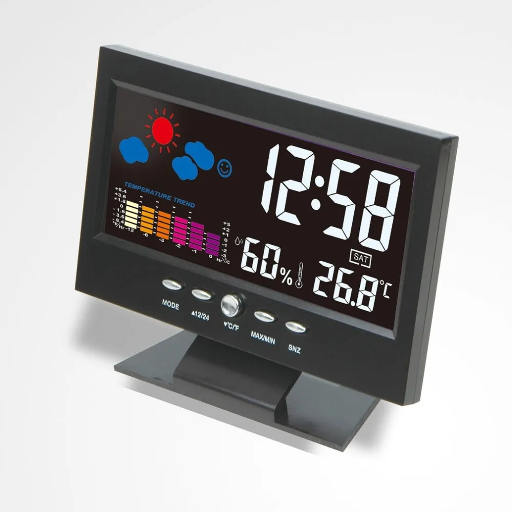 Электронный цифровой ЖК контроль температуры и влажности часы термометр гигрометр Электронные Домашние будильник с прогнозом погоды