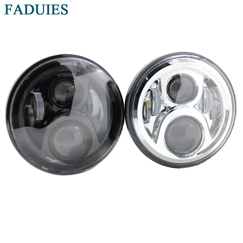  FADUIES Chrome/Black 7 inch 50W Round LED Motorcycle HeadLight For Honda CB400 CB500 CB1300 LED hea - 32787112904