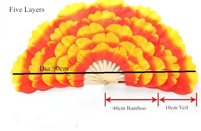 Китайский пион Блоссом бамбуковый складной танцевальный Ручной Веер для танца янгко танцевальный реквизит градиентный цвет для детей и взрослых