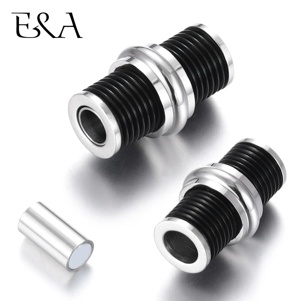 

Stainless Steel Magnetic Clasp Two-Tone Thread Hole 5mm Leather Cord Clasps Magnet Buckle DIY Bracelet Jewelry Making Supplies