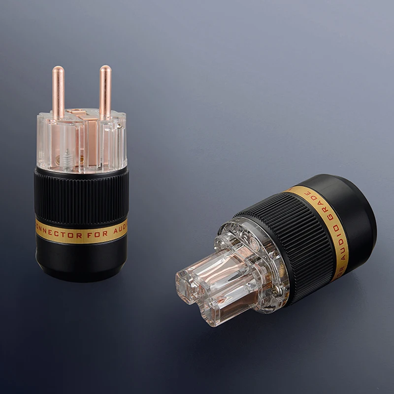 

Free shipping viborg VE511/VF511 one pair 99.998% Red pure copper Schuko EU power plug+IEC power connector