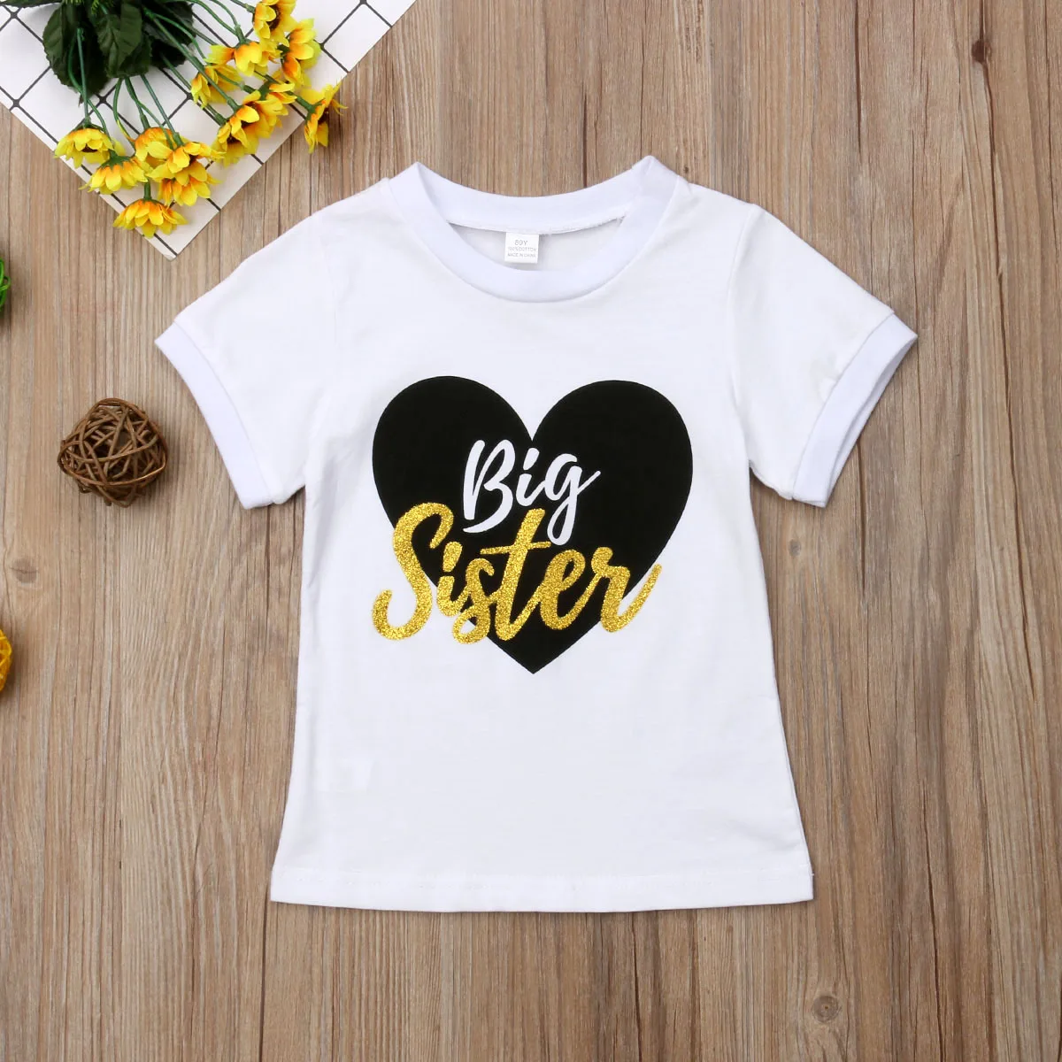 Family Matching Outfits Kids Big Sister Baby Girls Short Sleeve Tshirt Infant Boy Little Brother Bodysuit Tops Summer Clothes family clothes