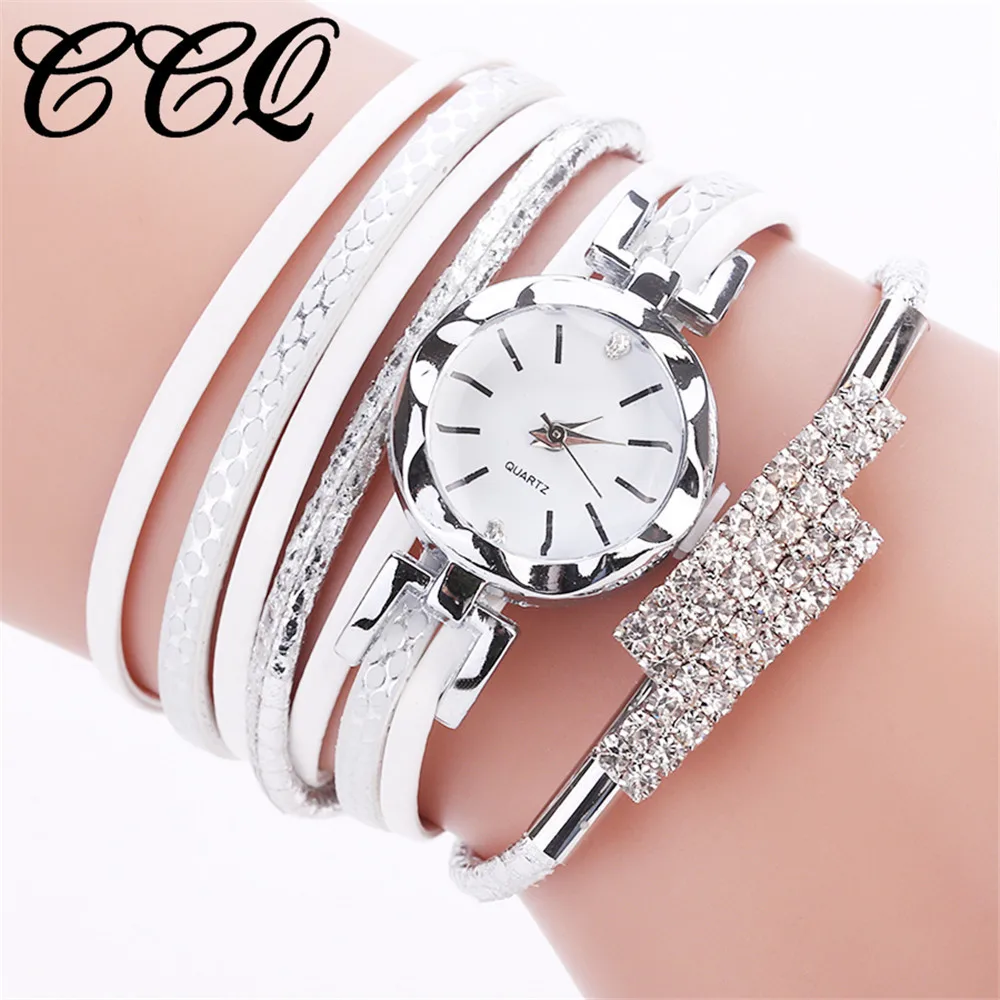 

CCQ Brand Fashion Women Dress Handmade Bracelet Watch Luxury 2017 New Casual Jewelry Clock Watch Drop Shipping 533