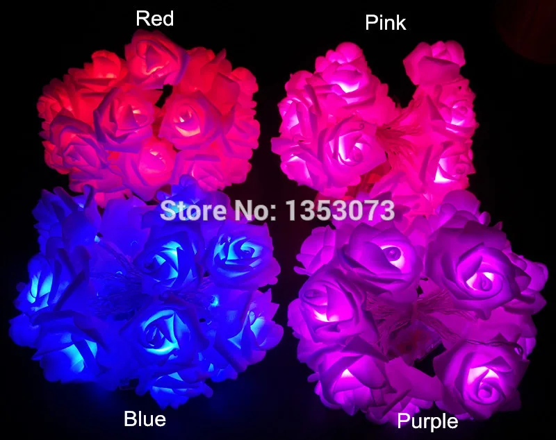 Rose Flower LED Valentines Day String Lights Colorful Rosa Christmas Festival Party Garden Bedroom lumiere - color lighiting 1-3