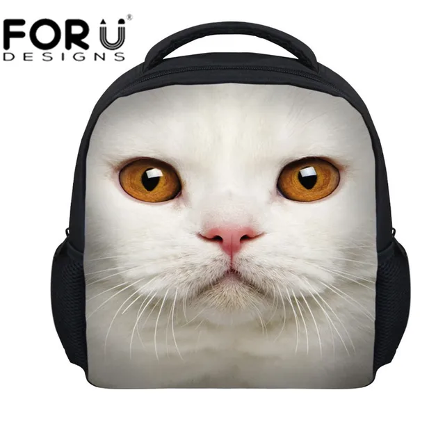 FORUDESIGNS new arrival animal cat head cute printing backpack for boys ...