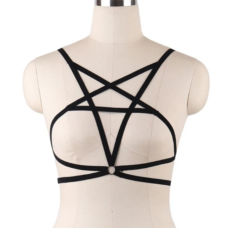 Women Sexy Bandage Belt Bra Hollow Cage Bra Crop Top Women Sexy Lingerie Star Shaped Push Up Bralette Bustier