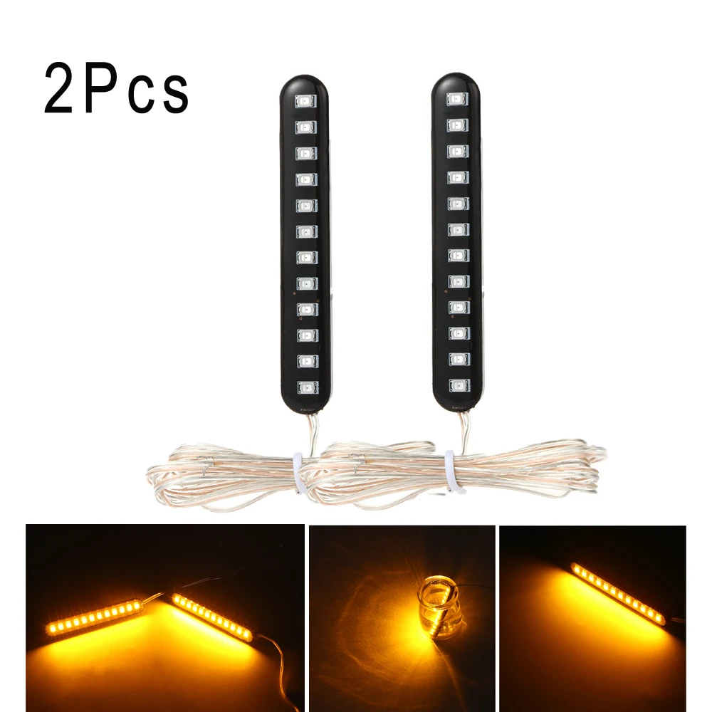 

2 Pcs Sequential Flowing 12 LED Mini Strips Motorcycle Car Led Turn Signal Lights