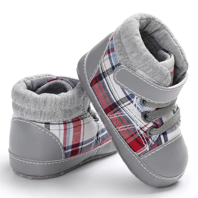 Мужская и женская обувь для новорожденных; парусиновая повседневная детская обувь в клетку с полосками; нескользящая детская обувь с мягкой подошвой