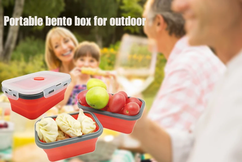 Пищевой Силиконовый складной контейнер для еды Bento Box Microwaveable переносной пищевой контейнер детский Ланч-бокс посуда для пикника миска для еды