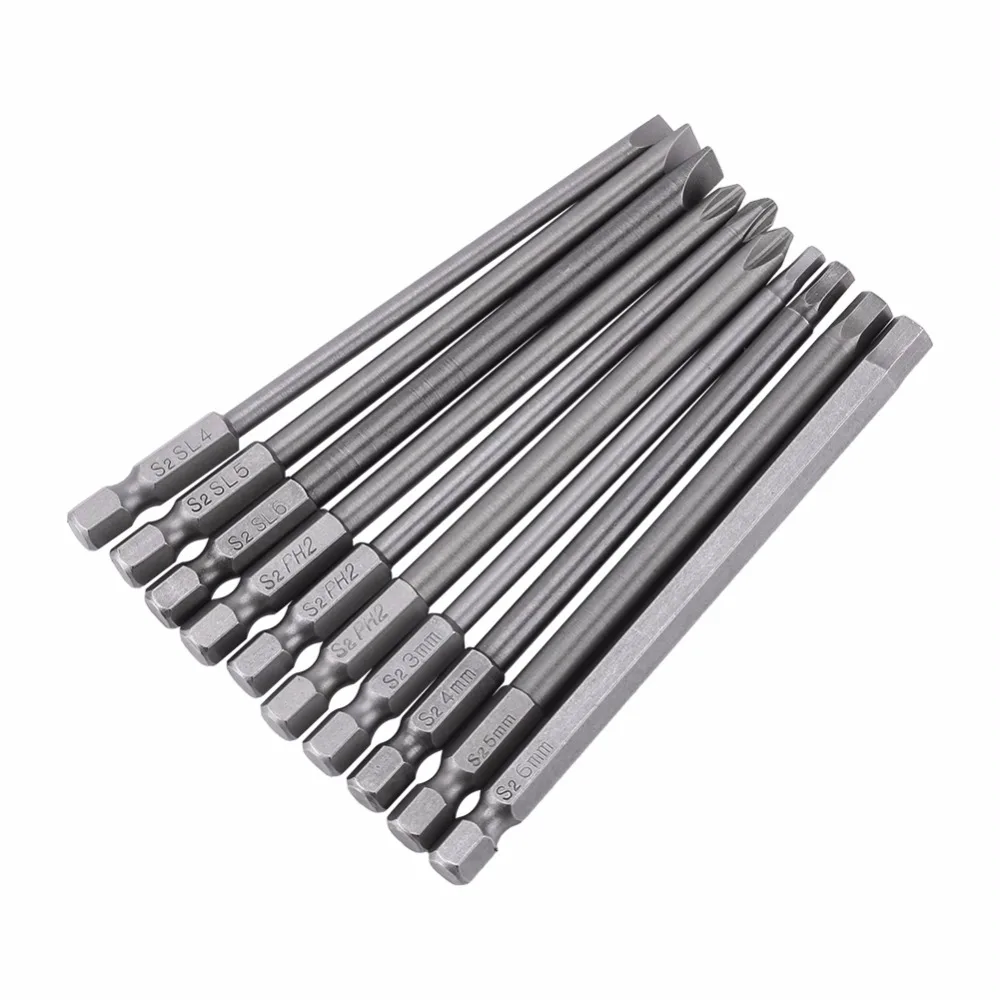 Длинная бита купить. Биты hex 6х50мм. Screw Driver bit Set 10pcs s2. Набор удлиненных бит hex. Бита отвертки шестигранная 100мм.