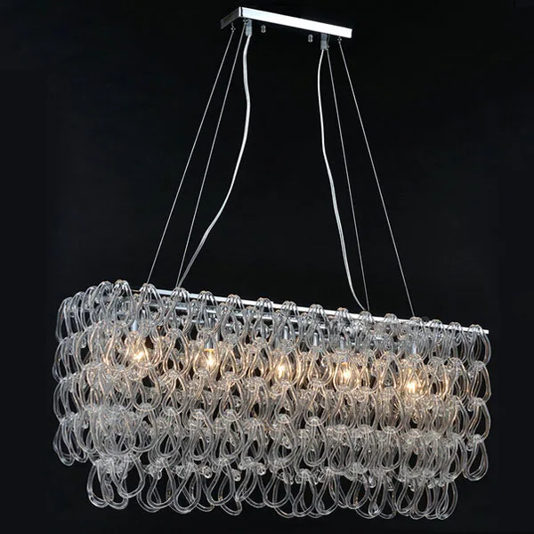 Современная стеклянная люстра Lustre прямоугольник E14 светодиодная осветительная