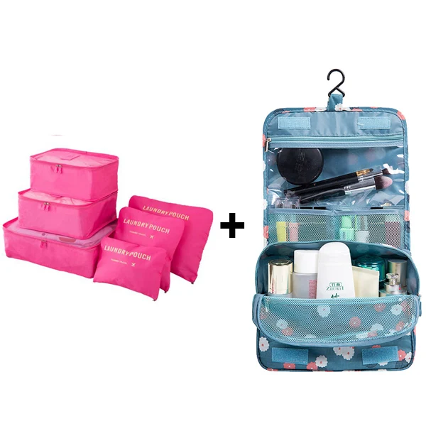 roseredcosmetic Комбинированные сумки нейлоновая Упаковка Куб большой емкости двойная молния водонепроницаемая сумка для багажа одежда аккуратный Органайзер складные сумки - Цвет: roseredcosmetic