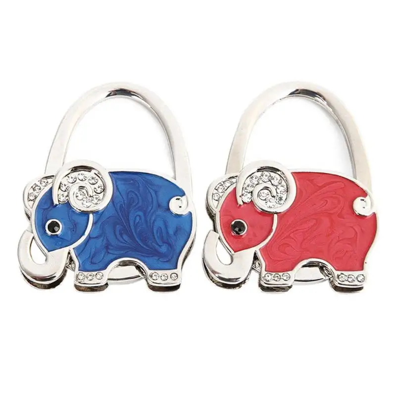 

Rhinestone Elephant Shape Folding Table Edge Handbag Bag Hook Hanger Holder