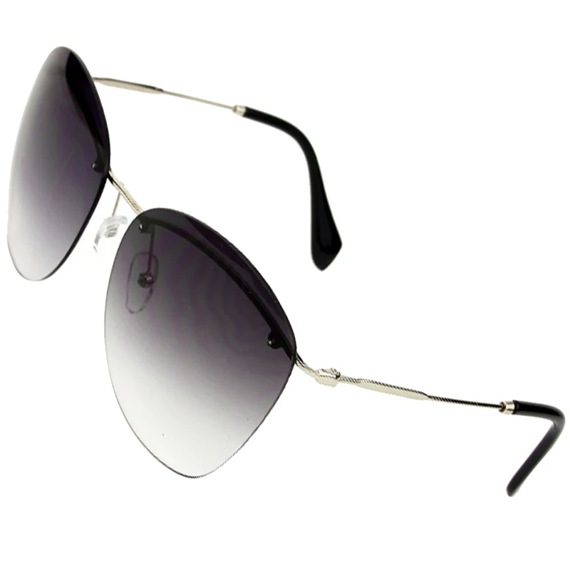 Солнцезащитные очки для женщин, для путешествий, унисекс, без оправы, Овальные, солнцезащитные очки для девушек, мужчин, для вождения, на каждый день, уф400 - Цвет линз: Silver Arm Grey Lens