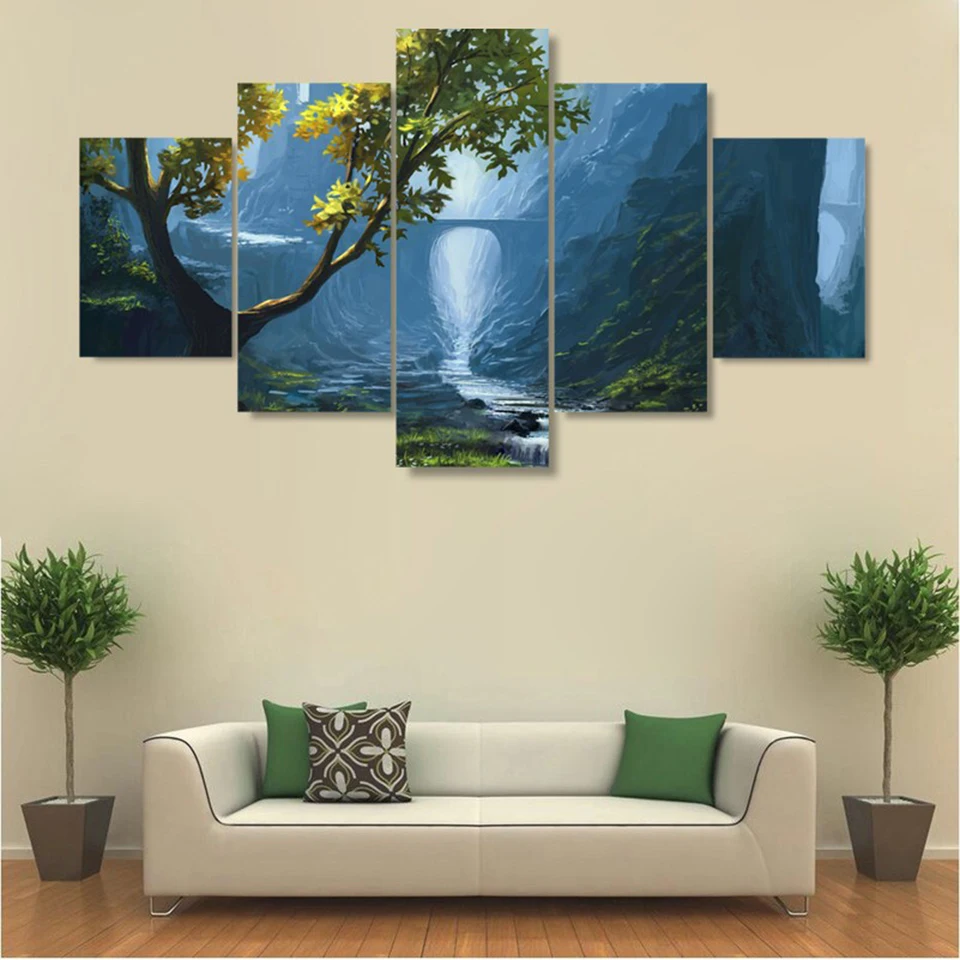 Home Decor Canvas Living Room Frame HD Printed Modern 5 Panel Brook