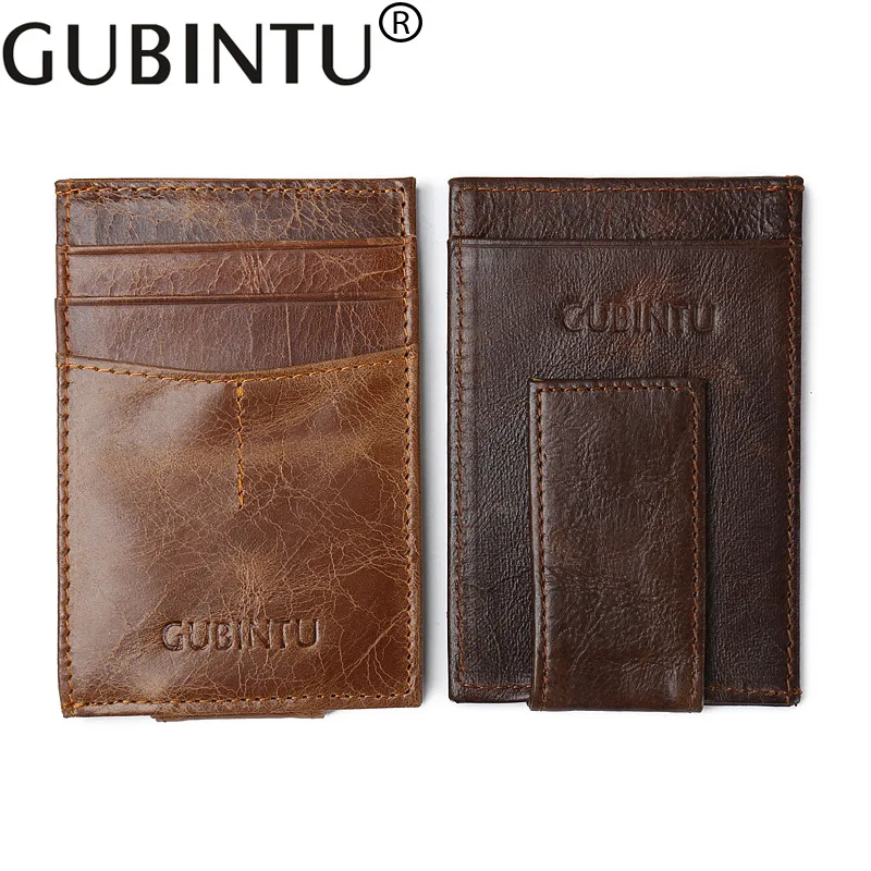 

Genuine leather wallet men vintage money clip powerful magnet clamp for money wallet purse with clip crazy horse money holder