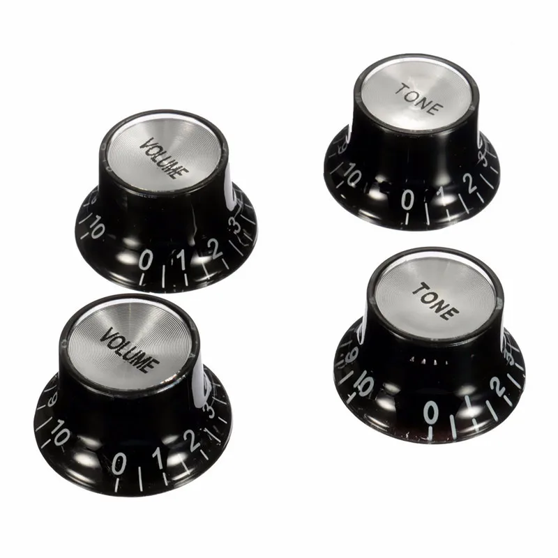 4 PCs/lot 26mm Black Aluminum Acrylic Guitar Control Knob for Electric
