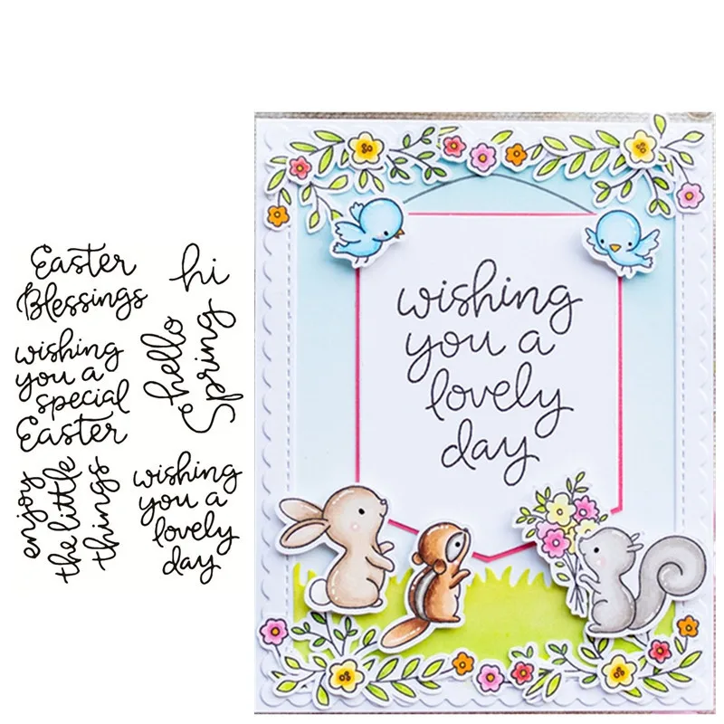 

WORD Clear Stamp and Dies for Scrapbooking Card Album Making Stencil Metal Die Cut Dies and Stamps Sets