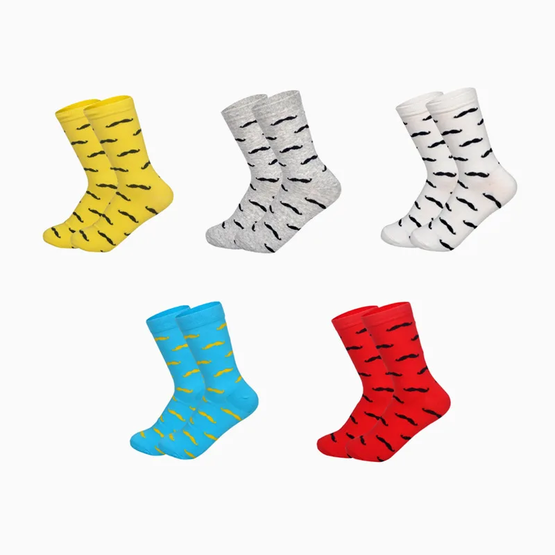 5Pairs/Lot Men's Casual Thin Ankle Socks 29Colors Funny Moustache