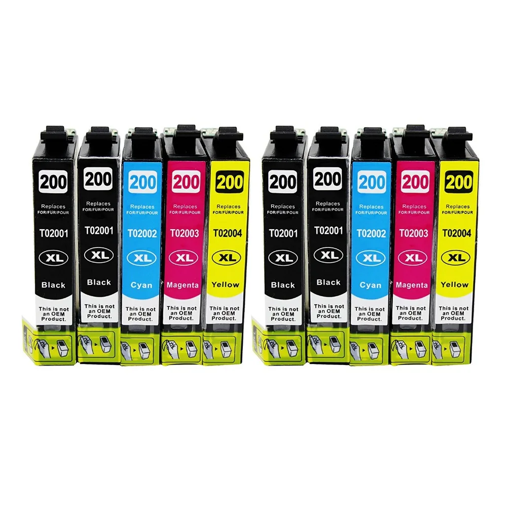 10 упаковок 200xl T200XL чернильный картридж совместимый для Epson XP 200 300 400 410 310 WF 2540 2530