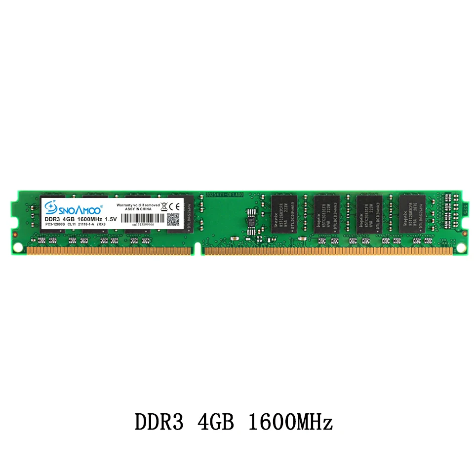  SNOAMOO DDR3 RAMs 4GB 1600MHz PC3-12800S Desktop PC Memory 240 pin 2GB 1333MHz New DIMM For Intel C