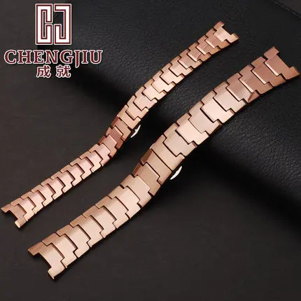 

Rose Gold Curved Watch Strap For Rado Tungsten Steel Strap Metal Watch Band Bracelets Hours Belt Deployment Clasp Horlogeband