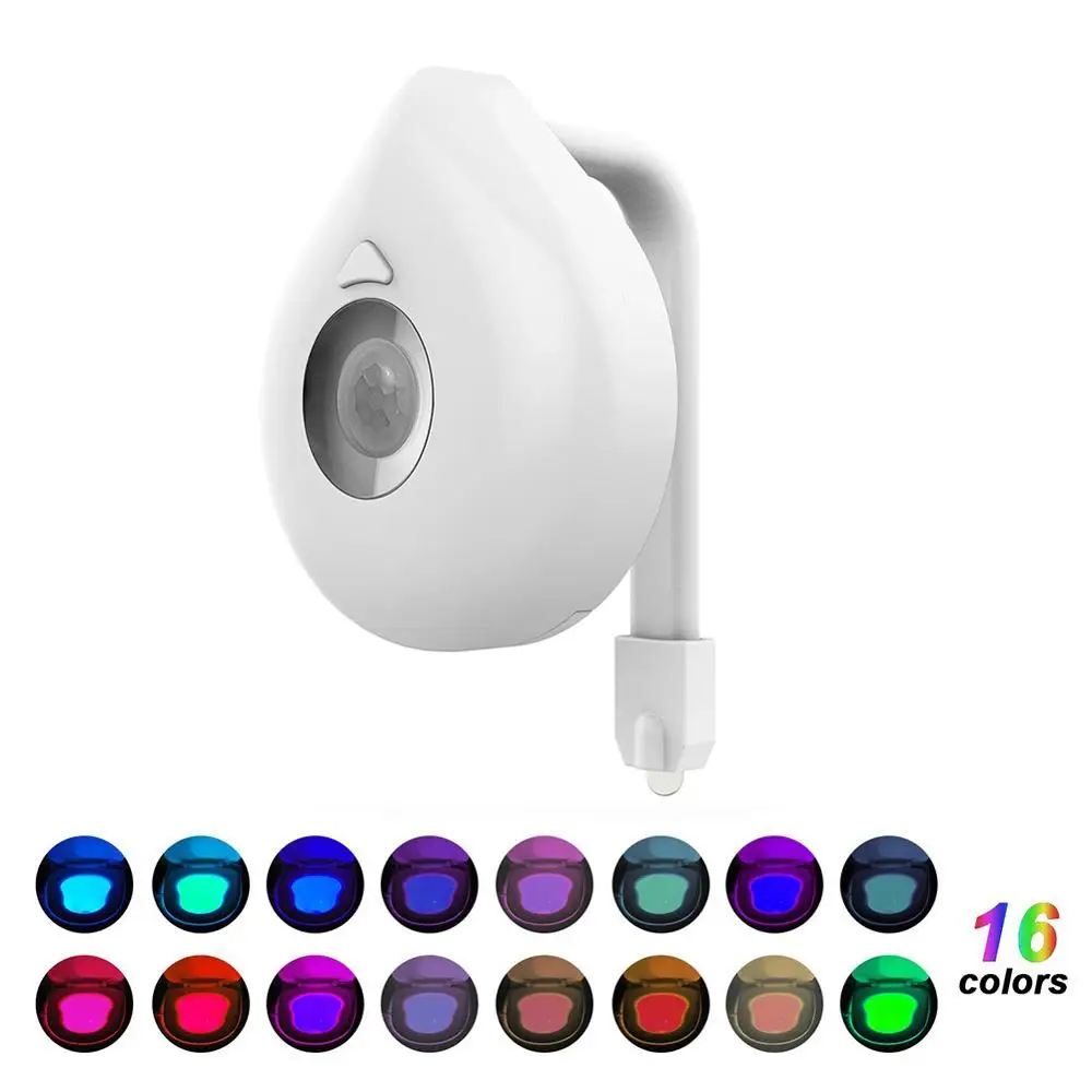24 цвета подсветка для унитаза Датчик движения Туалетная лампа для сидения Светодиодный ночник Цвет сменой лампы для унитаза Висячая ночная лампа - Испускаемый цвет: 16 Colors