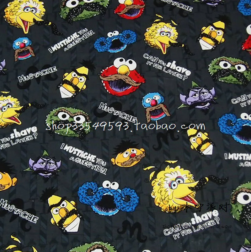 

140x50cm 1pcs Sesame Street fabric100%Cotton Fabric Patchwork Sesame Street picture Printed Fabric DIY Sewing Clothes Quilting
