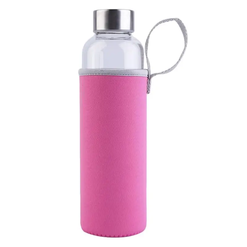 550ml Portable Glass Water Bottle Heat Resistant Travel Bottles with