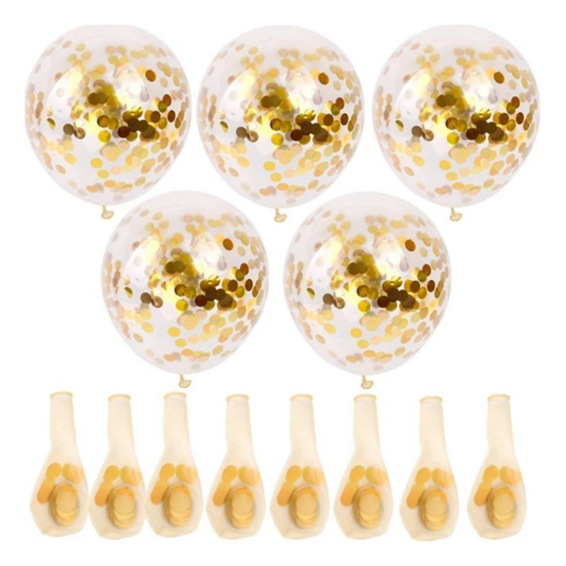 

ABKM Hot Gold Confetti Balloons 30 Pieces, 12 Inches Party Balloons With Golden Paper Confetti Dots For Party Decorations Wedd